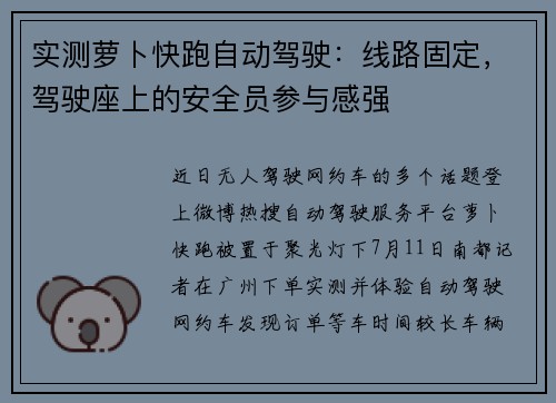 实测萝卜快跑自动驾驶：线路固定，驾驶座上的安全员参与感强