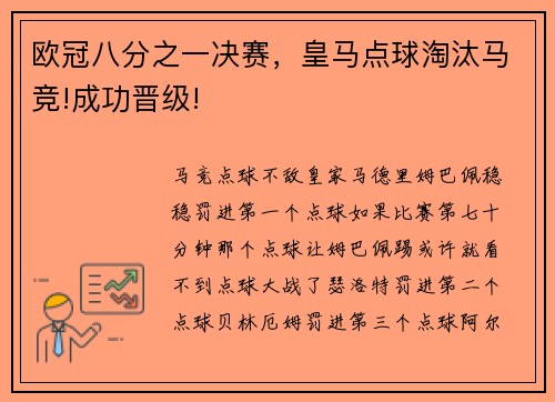 欧冠八分之一决赛，皇马点球淘汰马竞!成功晋级!